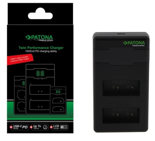 Ładowarka Patona Premium Twin Performance PD do Fuji NP-W126 z kablem USB-C - 1338563