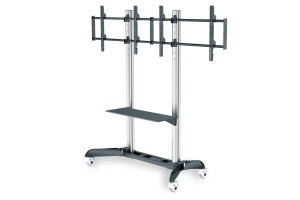 Stojak mobilny podwójny z półką DIGITUS 2xLCD max. 70" max. 128kg
