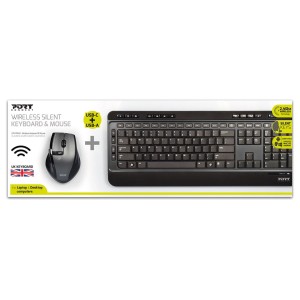 Zestaw klawiatura + mysz PORT DESIGNS  Wireless Silent  900901-UK (UK layout, silent, USB-C, USB-A , 104+20 klawiszy)