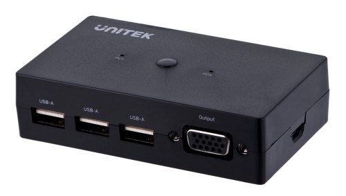 UNITEK PRZEŁĄCZNIK KVM 2-IN 1-OUT, 2XVGA, 3XUSB-A - 1435945