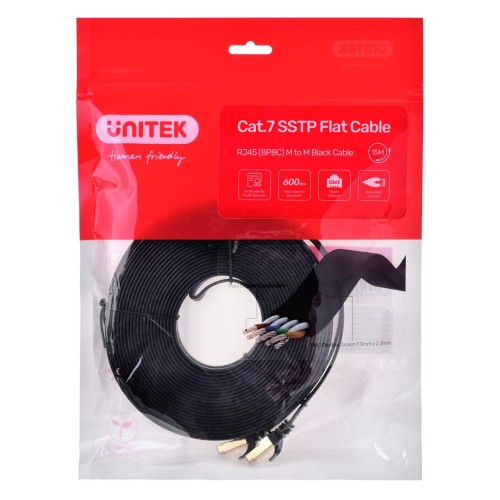 UNITEK KABEL SIECIOWY ETHERNET PŁASKI,CAT.7, 15M - 1452195