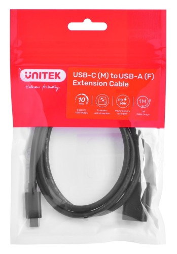UNITEK KABEL ADAPTER USB-C-USB-A,M/F 10GBPS 60W 1M - 1614331