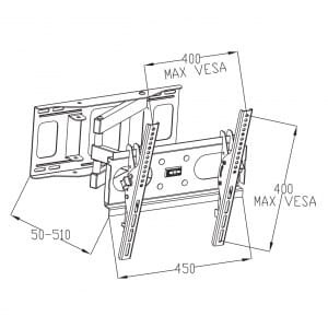 Uchwyt ścienny do telewizora ART AR-77 (narożny, Obrotowy, ścienne, Uchylny - 46"; max. 35kg)