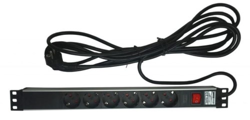 T-RACKS LISTWA ZASILAJĄCA RACK9511, 6 GNIAZD I WYŁĄCZNIK Z PRZODU - 1334987