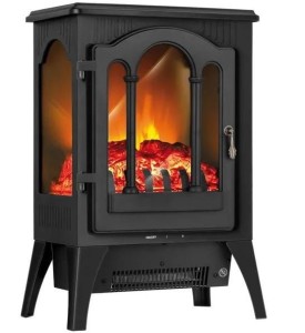 Kominek elektryczny MPM MEK-01 czarny, poziom mocy, efekt płomienia, 1750W