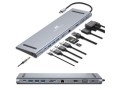 Stacja dokująca HUB USB Typ-C Maclean MCTV-850, HDMI / USB 3.0 / USB-C / VGA/ RJ-45 / PD (Power Delivery), aluminiowa obudowa - 1818790