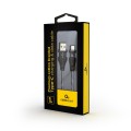 Kabel USB 2.0 - typ C (AM/CM) oplot tekstylny 1m czarno-biały Gembird - 1193537