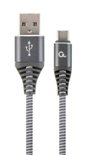 Kabel USB 2.0 - typ C (AM/CM) oplot tekstylny 1m grafitowo-biały Gembird - 1193530