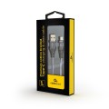 Kabel USB 2.0 - typ C (AM/CM) oplot tekstylny 1m grafitowo-biały Gembird - 1193531
