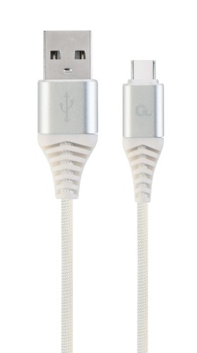 Kabel USB 2.0 - typ C (AM/CM) oplot tekstylny 2m biały Gembird - 1203463