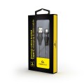 Kabel USB 2.0 - typ C (AM/CM) oplot tekstylny 2m czarno-biały Gembird - 1203460