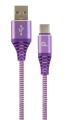 Kabel USB 2.0 - typ C (AM/CM) oplot tekstylny 2m purpurowo-biały Gembird - 1217831
