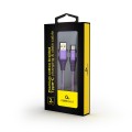 Kabel USB 2.0 - typ C (AM/CM) oplot tekstylny 2m purpurowo-biały Gembird - 1217832