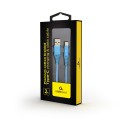 Kabel USB 2.0 - typ C(AM/CM) oplot tekstylny 2m turkusowo-biały Gembird - 1193517