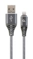 Kabel USB 2.0 (AM/8-pin lightning M) oplot tekstylny 1m grafitowo-biały Gembird - 1640557