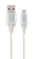 Kabel USB 2.0 (AM/microUSB M) 1m oplot tekstylny biały Gembird - 1193543