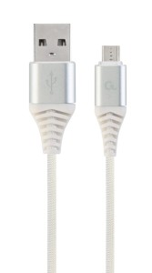 Kabel USB 2.0 (AM/microUSB M) 1m oplot tekstylny biały Gembird