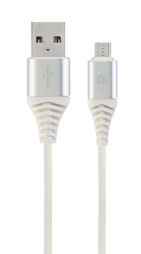 Kabel USB 2.0 (AM/microUSB M) 1m oplot tekstylny biały Gembird - 1193543