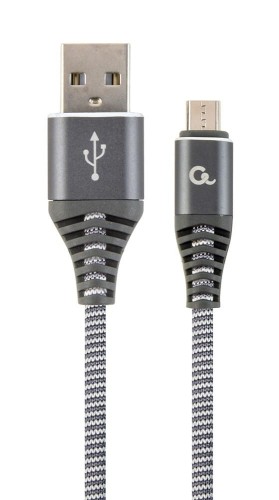 Kabel USB 2.0 (AM/microUSB M) 1m oplot tekstylny grafitowo-biały Gembird - 1193545