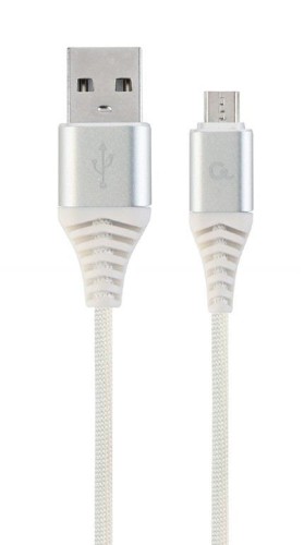 Kabel USB 2.0 (AM/microUSB M) 2m oplot tekstylny biały Gembird - 739560