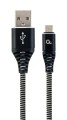 Kabel USB 2.0 (AM/microUSB M) 2m oplot tekstylny czarno-biały Gembird - 1193535