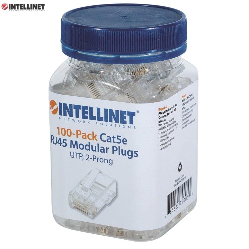 Wtyk RJ45 UTP kat.5e 8P8C 2-ząbkowy (100 szt.) Intellinet - 693843