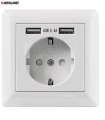 Gniazdko elektryczne podtynkowe z ładowarką 2 x USB 5V/2.4A ramka (białe) Intellinet - 693953