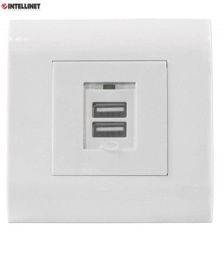 Gniazdko podtynkowe 2 x USB 5V/2.1A ramka (białe) Intellinet - 693951