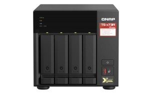 Qnap TS-473A-8G, Tower, 4 x 2.5"/3.5" SATA , AMD Ryzen V1500B 4C/8T, 8GB DDR4 (Max. 64GB), 2 x 2.5GbE, optional 10GbE, Single PSU, 250W