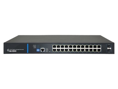 AVIZIO SWITCH ZARZĄDZALNY 24 PORTY RJ45 POE 1GB/S + 2 PORTY SFP UPLINK 1GB/S (BUDŻET MOCY 250W) - 1849782