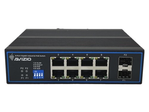 AVIZIO SWITCH NIEZARZĄDZALNY 8 PORTÓW RJ45 POE 1GB/S + 2 PORTY SFP UPLINK 1GB/S (BUDŻET MOCY 96W) - 1849824