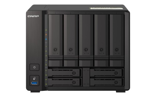 NAP 9-bay NAS, AMD Ryzen V1500B 4C 8T 2.2GHz, 8GB DDR4 SODIMM, 5 x 2.5"/3.5" SATA 6Gbps + 2 x 2.5" U.2 NVMe PCIe Gen3 x4 / 2.5" SATA 6Gbps + 2 x 2.5" SATA 6Gbps drive bays. 2 x 2.5GbE, 1 x 10GBASE-T M - 923923
