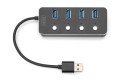 Hub USB 3.0/Koncentrator DIGITUS 4-portowy USB A + adapter USB-C 5Gbps z wyłącznikami aluminiowy pasywny - 1760868