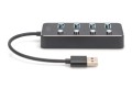 Hub USB 3.0/Koncentrator DIGITUS 4-portowy USB A + adapter USB-C 5Gbps z wyłącznikami aluminiowy pasywny - 1852376