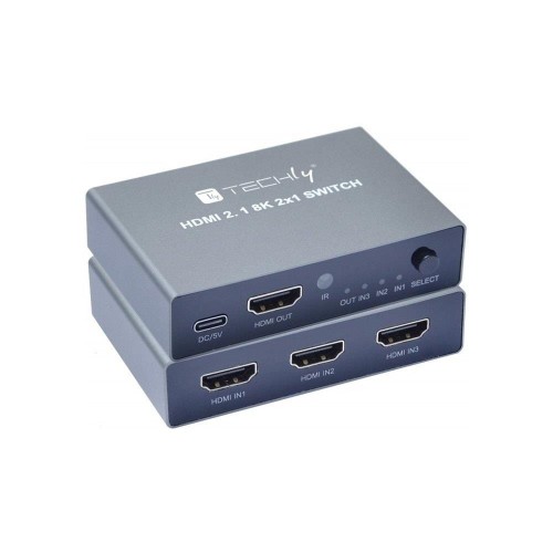 Przełącznik Techly HDMI 2.1 8K*60Hz 3x1 z Pilotem IR, 3-Portowy - 1468270