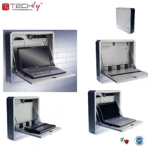 Szafka przeciw kradzieżowa TechlyPro do notebooka (do 19") ścienna, szara - 673797