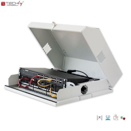 Szafa wisząca TechlyPro 19" 3U+6U płaska, szara - 696782