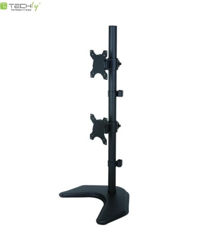 Uchwyt biurkowy LCD/LED Techly 13"-27" 20kg, 2 monitory, pion, czarny - 968306