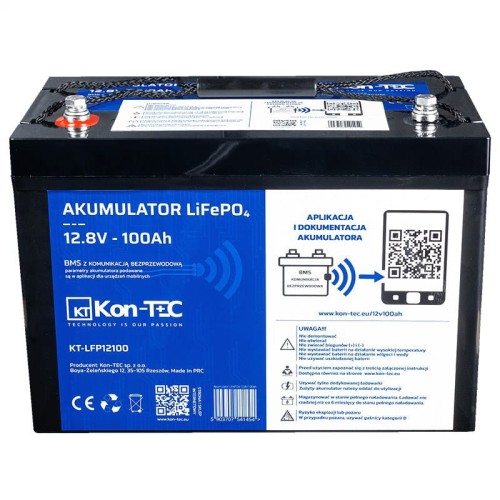 Akumulator LiFePO4 12V (12,8V) 100Ah Kon-TEC - 1865390