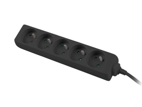 Listwa przedłużacz Lanberg 1,5m czarna 5x 230V PL, kabel wykonany z pełnej miedzi - 874705