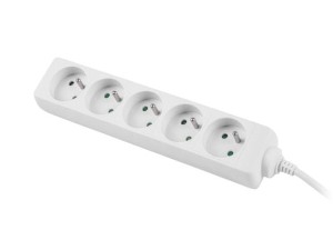Listwa przedłużacz Lanberg 1,5m biała 5x 230V PL, kabel wykonany z pełnej miedzi