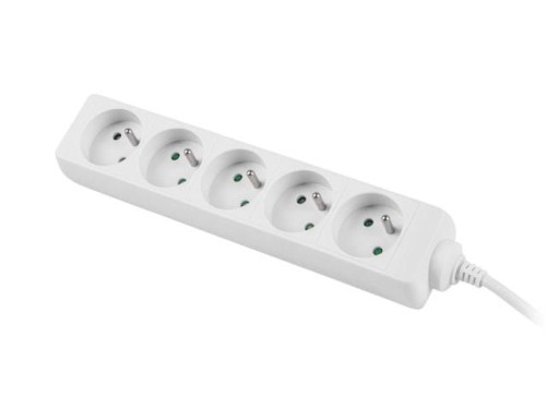 Listwa przedłużacz Lanberg 1,5m biała 5x 230V PL, kabel wykonany z pełnej miedzi - 752196