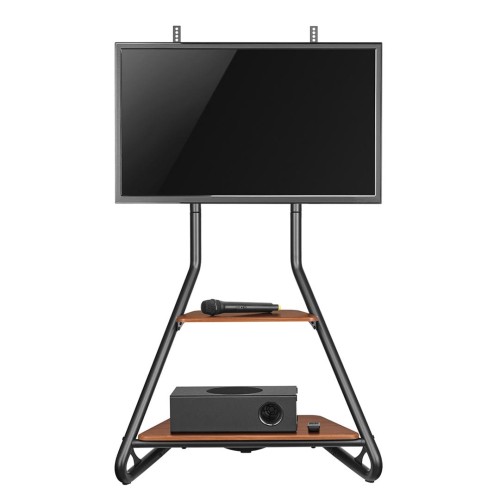 Uchwyt wolnostojący pod TV / narożny Maclean w stylu bauhaus dwupoziomowe drewniane półki 40kg max 37-75'' MC-455 - 1871094