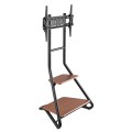 Uchwyt wolnostojący pod TV / narożny Maclean w stylu bauhaus dwupoziomowe drewniane półki 40kg max 37-75'' MC-455 - 1871092