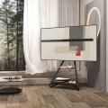 Uchwyt wolnostojący pod TV / narożny Maclean w stylu bauhaus dwupoziomowe drewniane półki 40kg max 37-75'' MC-455 - 1871090