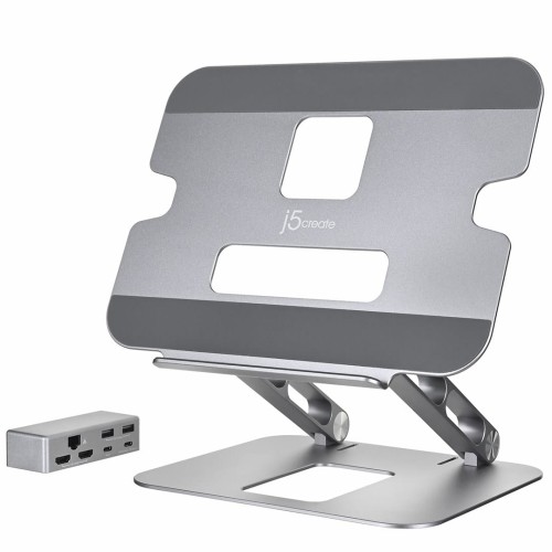 Podstawka ergonomiczna do notebooka ze stacją dokującą j5create Multi-Angle Dual HDMI Docking Stand USB-C 2xHDMI/2xUSB 3.1/1xUSB-C/1xRJ45 Gigabit; kolor srebrny JTS427-N - 1872024