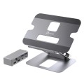 Podstawka ergonomiczna do notebooka ze stacją dokującą j5create Multi-Angle Dual HDMI Docking Stand USB-C 2xHDMI/2xUSB 3.1/1xUSB-C/1xRJ45 Gigabit; kolor srebrny JTS427-N - 1872010