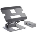 Podstawka ergonomiczna do notebooka ze stacją dokującą j5create Multi-Angle Dual HDMI Docking Stand USB-C 2xHDMI/2xUSB 3.1/1xUSB-C/1xRJ45 Gigabit; kolor srebrny JTS427-N - 1872009