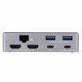 Podstawka ergonomiczna do notebooka ze stacją dokującą j5create Multi-Angle Dual HDMI Docking Stand USB-C 2xHDMI/2xUSB 3.1/1xUSB-C/1xRJ45 Gigabit; kolor srebrny JTS427-N - 1872028