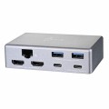 Podstawka ergonomiczna do notebooka ze stacją dokującą j5create Multi-Angle Dual HDMI Docking Stand USB-C 2xHDMI/2xUSB 3.1/1xUSB-C/1xRJ45 Gigabit; kolor srebrny JTS427-N - 1872030